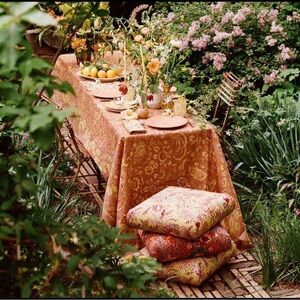 Ulla Johnson X Carbana Magazine Botanical Wild Hibiscus Printed Ottoman Pouf